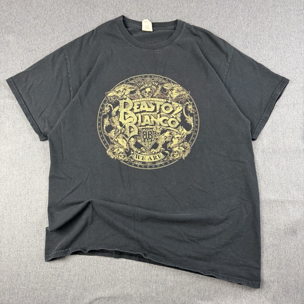Gildan We Are Beasto Blanco 2019 Tour Shirt Mens Large Faded Black Gold Band Tee